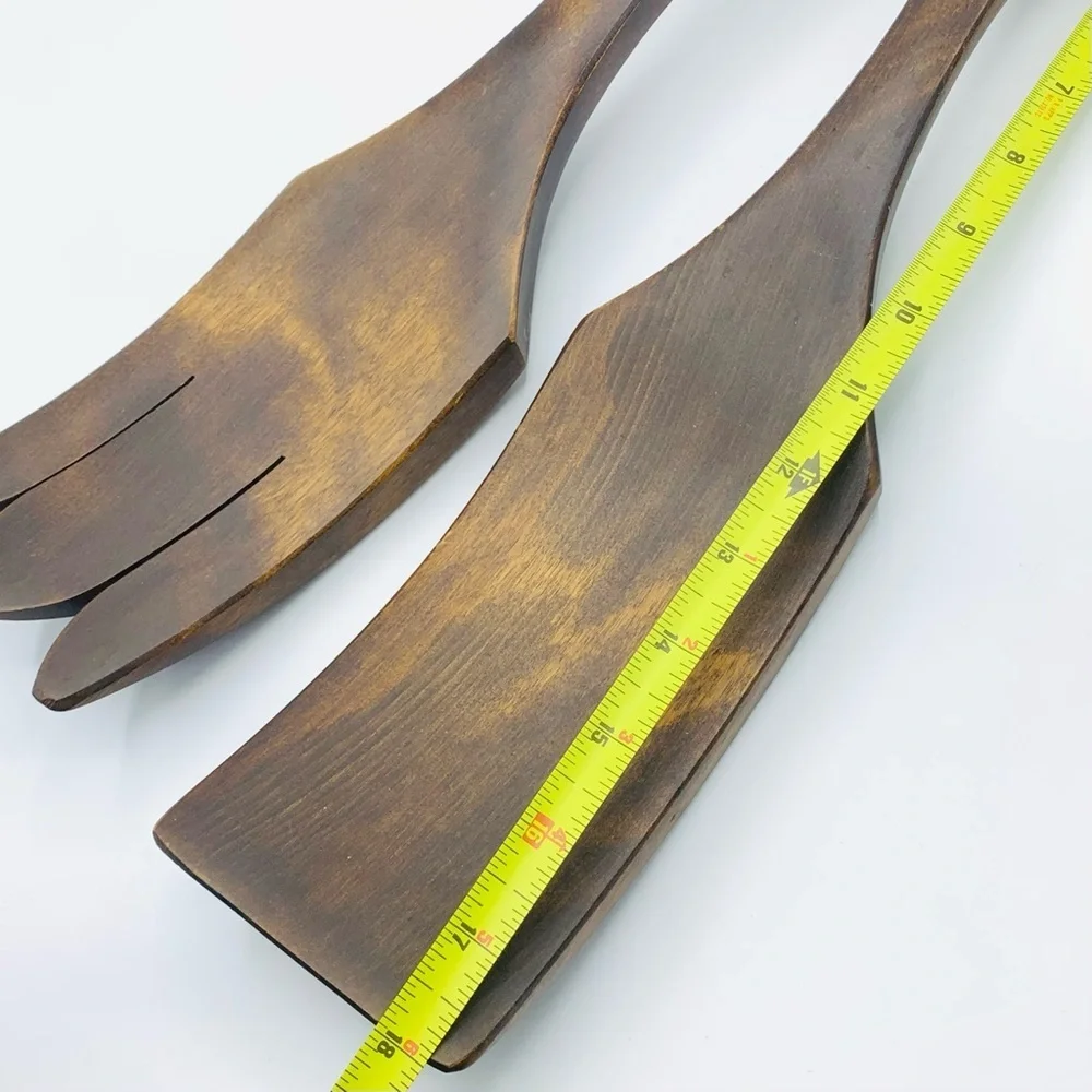 Vintage Mid-Century Wooden Wall Art – 18” Large Fork & Spatula Set